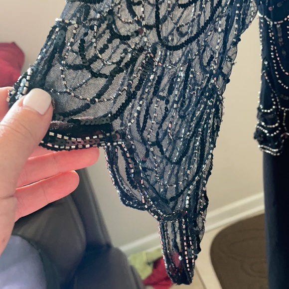 Black Beaded Evening Gown - Picture 4 of 7